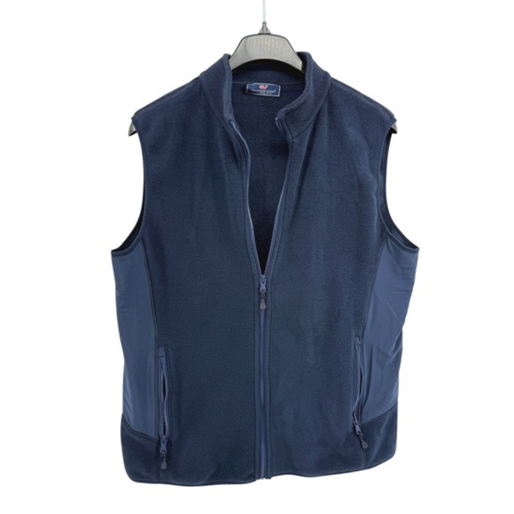 Vineyard Vines Fleece Vest Mens Large Pre-Owned "Manhattan Associates" Logo Blue